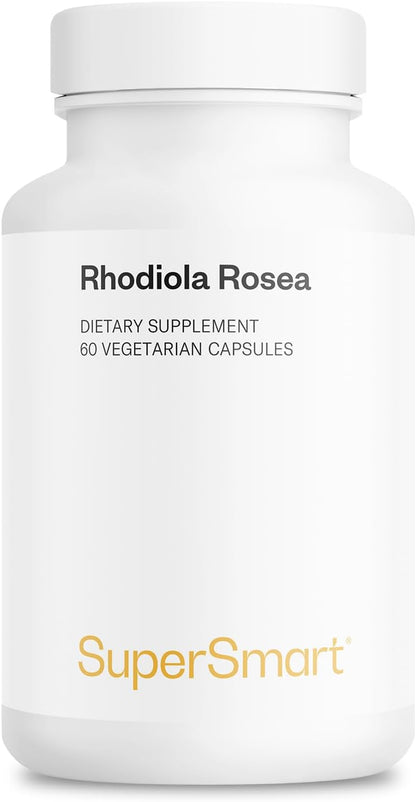 Supersmart Rhodiola Rosea 600mg per Day (Patented & High Strength) - Rhodiolife Rhodiola Supplement - Wild-Crafted - Rosavins 5%, Salidroside 1.8% | Non-GM & Gluten-free - 60 Vegetarian Capsules