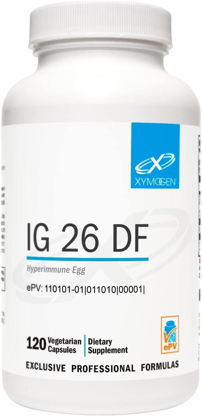 XYMOGEN IG 26 DF - Dairy-Free Immunoglobulin Capsules for Intestinal & Immune System Support - Hyperimmune Egg-Derived Immunoglobulins - 120 Capsules - görsel 1