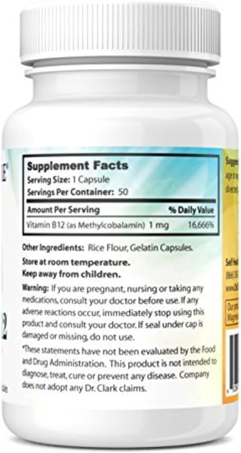 Dr. Clark Vitamin B12 Supplement, 1mg, 50 Gelatin Capsules - görsel 4