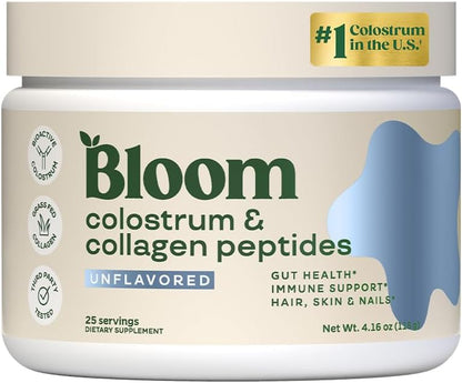 Bloom Nutrition Bovine Colostrum Powder with Vitamin B-12 | Unflavoured, 25 Servings