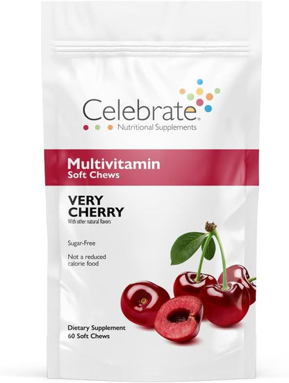Celebrate Vitamins Bariatric Multivitamin Soft Chews – Essential Vitamins & Minerals, Sugar & Gluten-free – Gastric Bypass & Sleeve Gastrectomy Supplement – Cherry (60ct)
