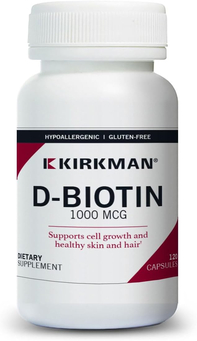 Kirkman d-Biotin 1000 mcg Capsules – Hypoallergenic, 120 Count - görsel 1