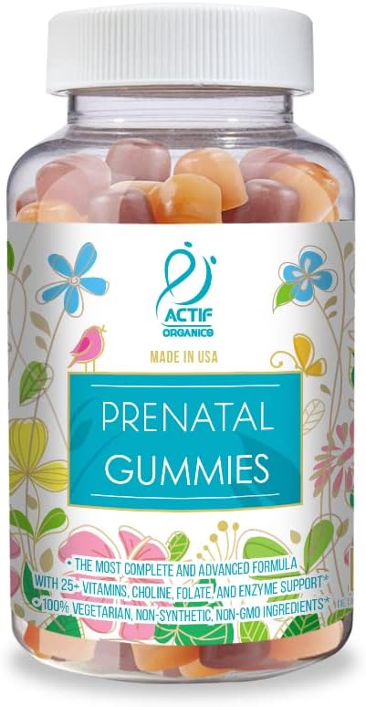 Actif Prenatal Gummies with 25+ Organic Vitamins and Herbal Blend - Non-GMO, Vegetarian, 90 Count, Made in USA - görsel 1