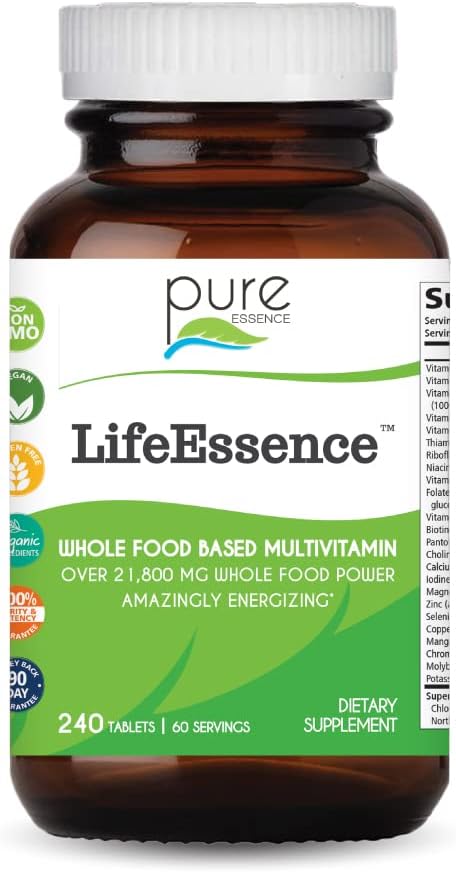 PURE ESSENCE LABS LifeEssence Multivitamin for Women and Men - Natural Herbal Supplement with Vitamin D, B12, Biotin - 120 Tablets - görsel 7