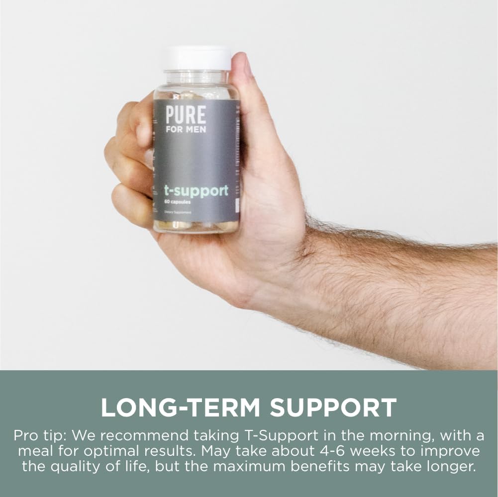 Pure for Men T-Support Supplement - Total Support for Men with Maca, Vitamin D3, and Ashwagandha, 60 Capsules - görsel 9