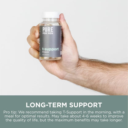 Pure for Men T-Support Supplement - Total Support for Men with Maca, Vitamin D3, and Ashwagandha, 60 Capsules