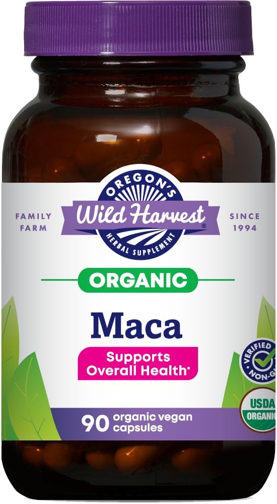 Oregon's Wild Harvest Maca Root – Organic Raw Maca Root, Vegan Capsules, 90 Count - görsel 1