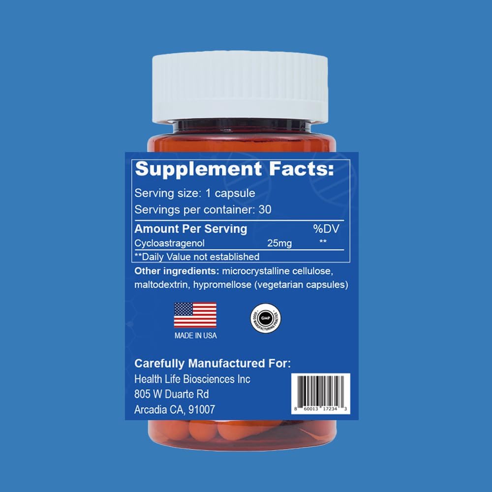 CAW Cycloastragenol 25mg Enteric-Coated Capsules – Food Supplement (90 Count) - görsel 3