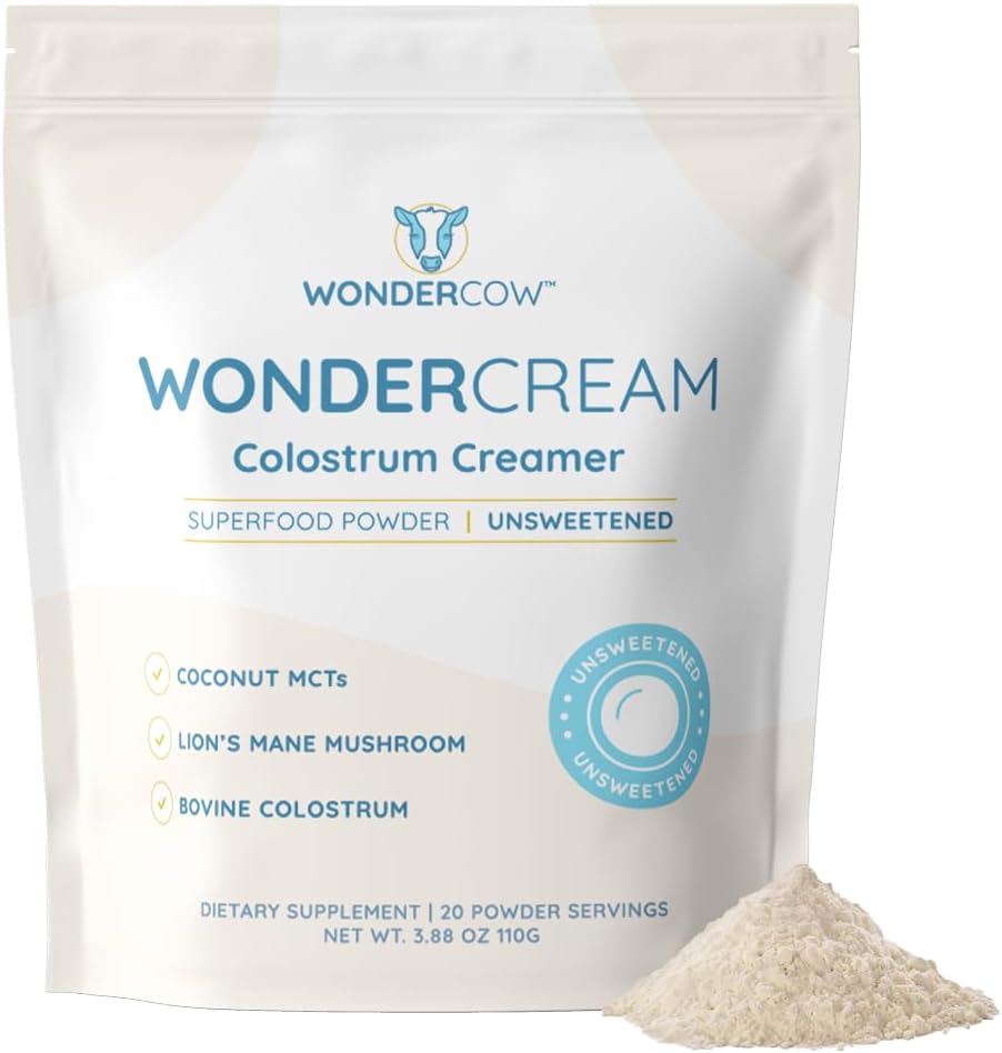WONDERCOW Bovine Colostrum Superfood Creamer – Organic Lion's Mane & Coconut Milk Powder MCTs – Unsweetened, Keto Friendly - görsel 1