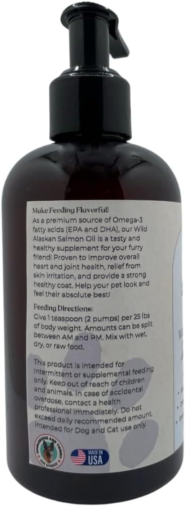 Pure Wild Alaskan Salmon Oil for Dogs & Cats – Omega-3 Supplement with EPA & DHA (237 ml)