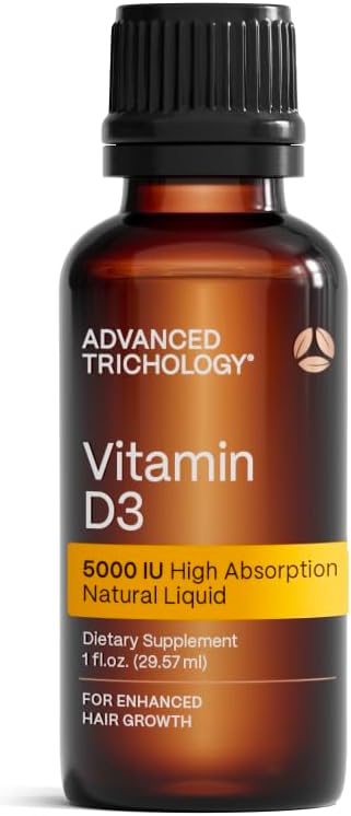Advanced Trichology Vegetarian Liquid Vitamin D3-5000 IU High Absorption – 1000 IU per Drop – 6-Month Supply – Gluten-free – 1 fl oz (30 ml)