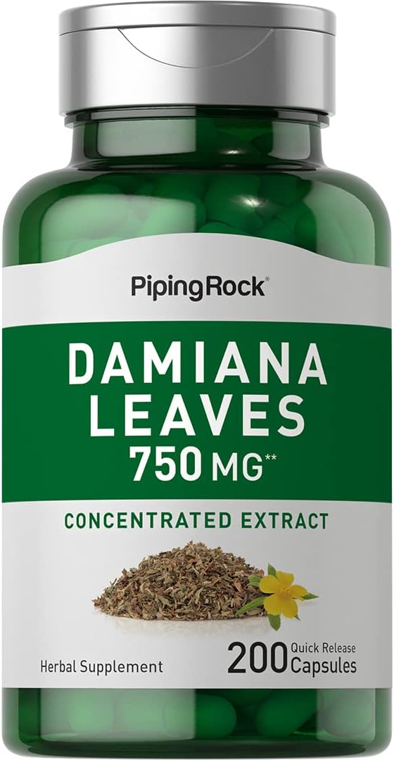 Piping Rock Damiana Leaf Capsules | 200 Capsules | Traditional Herbal Supplement | Non-GMO, Gluten-free - görsel 1