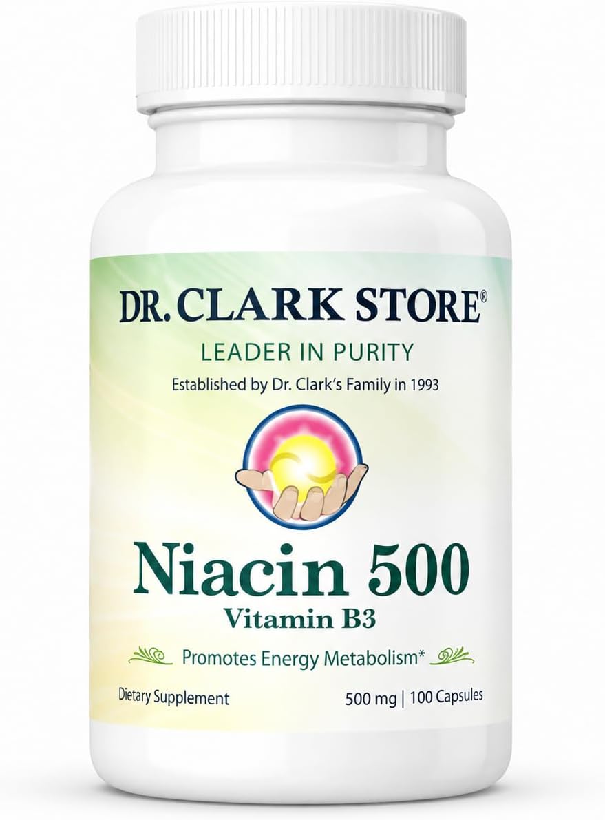 Dr Clark Niacin (Vitamin B3) Supplement – 500mg, 100 Gelatine Capsules - görsel 1