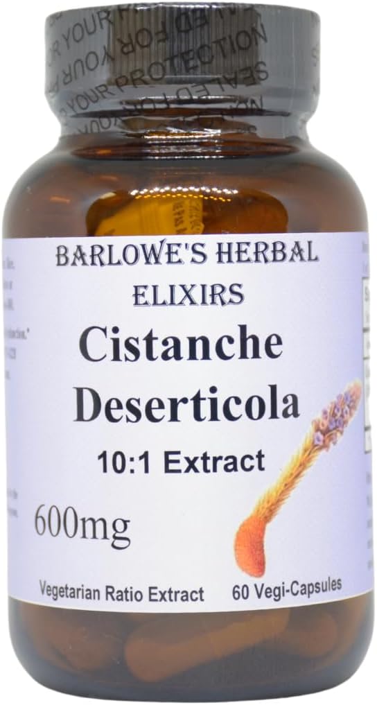Barlowe's Herbal Elixirs Cistanche Extract | Cistanche Deserticola | 10:1 | 600 mg Per Capsule | 60 Vegetable Capsules | Stearate Free | Glass Bottle | Non GMO - görsel 1