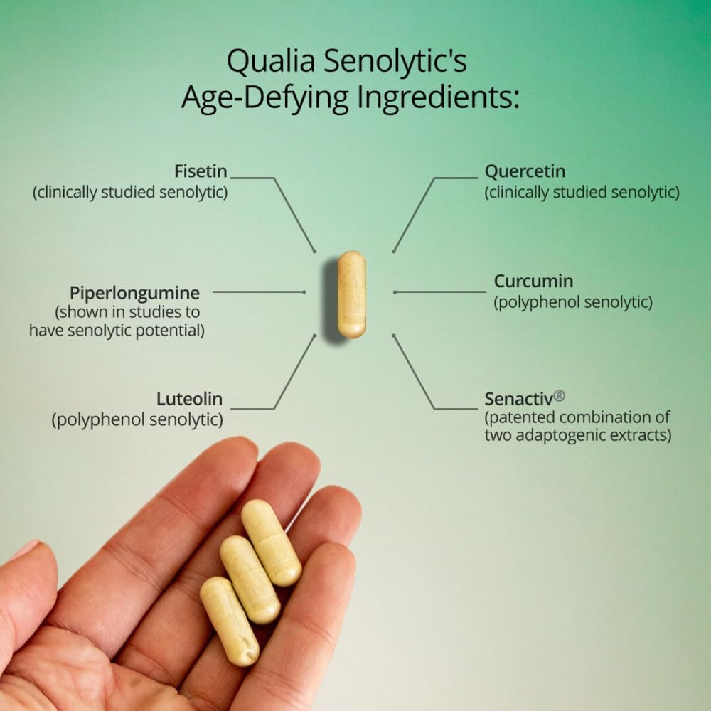 Qualia Senolytic Supplement – Fisetin, Quercetin, Piperlongumin – 1 Month's Supply - görsel 7