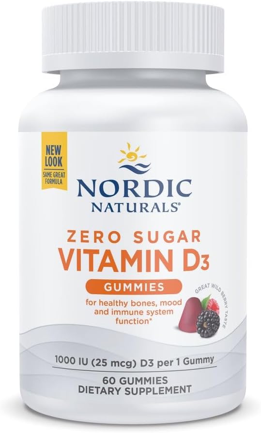 Nordic Naturals Zero Sugar Vitamin D3 Gummies, Wild Berry – 1000 IU – 60 Gummies - görsel 1