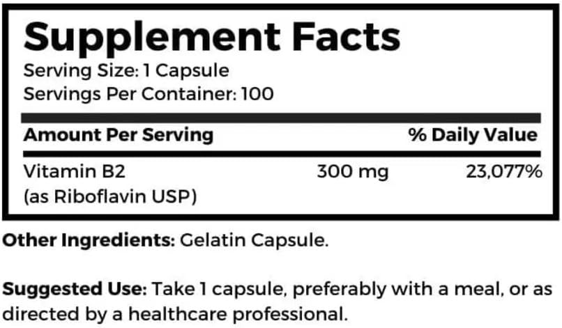 Dr. Clark Vitamin B2 Food Supplement, 300 mg, 100 Gelatine Capsules - görsel 4