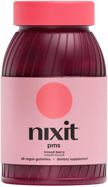 nixit PMS Support Gummies - Chasteberry & Ashwagandha - Vegan - Mixed Berry - 60 Gummies