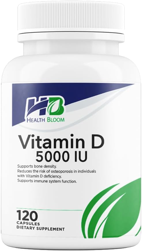 Vitamin D3 5000 IU | 120 Capsules | Health Bloom - görsel 1