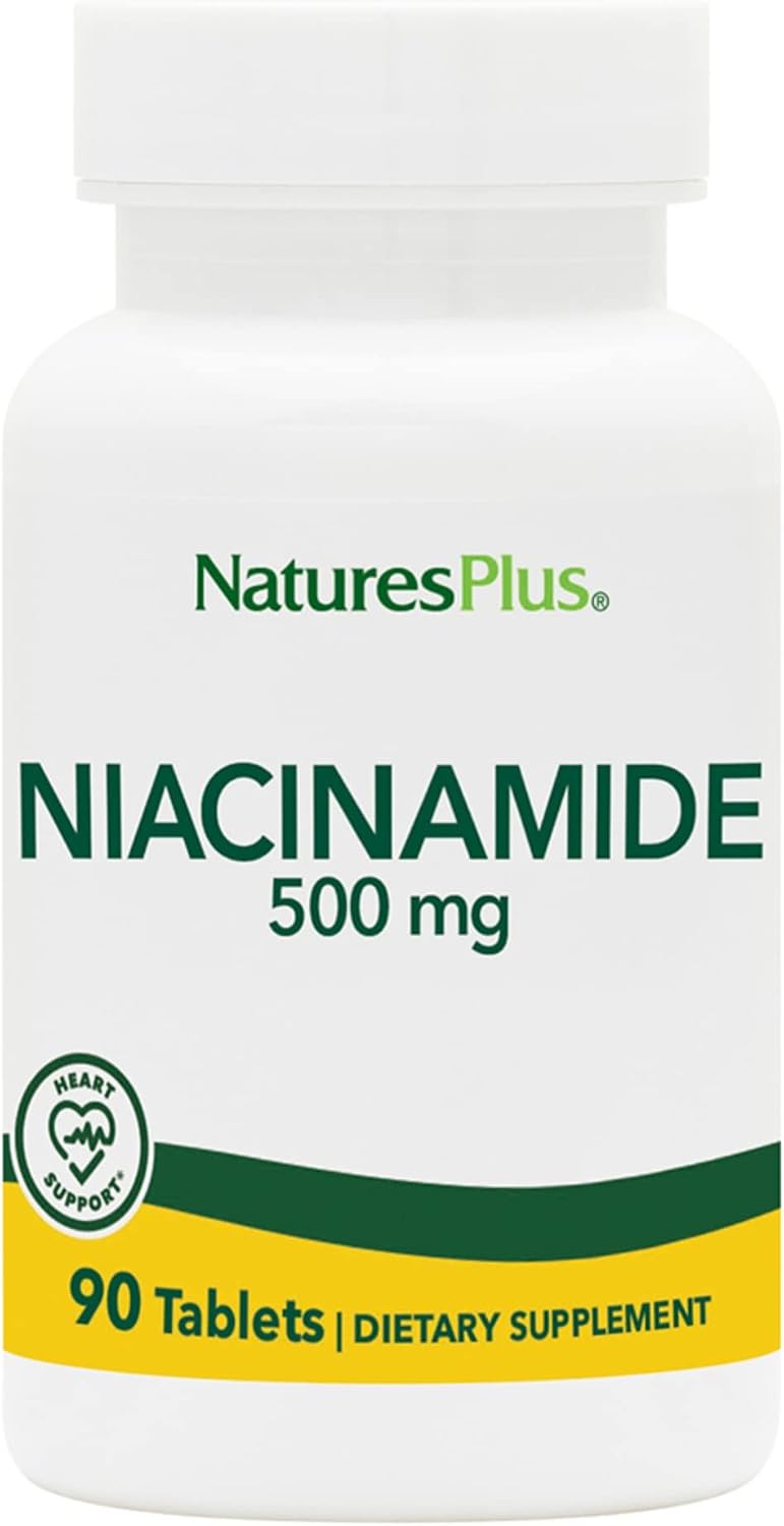 NaturesPlus Niacinamide - 500 mg, 90 Tablets - High Potency Vitamin B3 Supplement - görsel 1