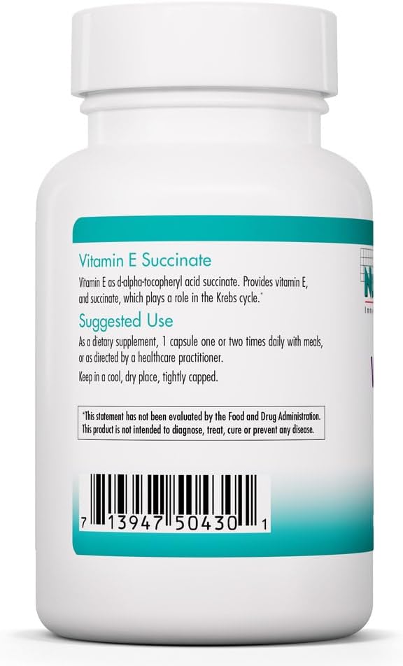 Nutricology Vitamin E Succinate 400 IU - d-Alpha-Tocopheryl Succinate Dry Powder Capsules - görsel 3