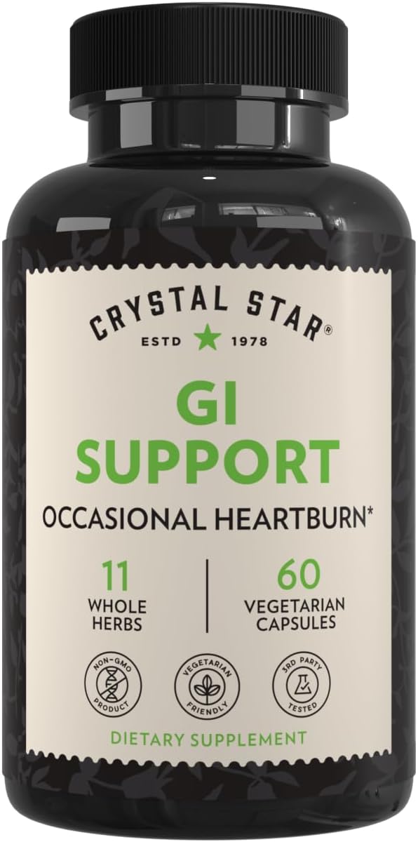 Crystal Star GI Support – Herbal Gut Health Supplement for Occasional Indigestion & Heartburn, 60 Capsules - görsel 1