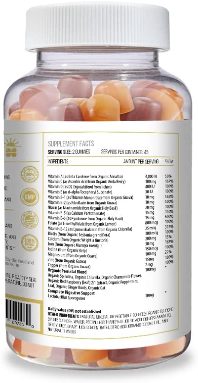 Actif Prenatal Gummies with 25+ Organic Vitamins and Herbal Blend - Non-GMO, Vegetarian, 90 Count, Made in USA - görsel 3