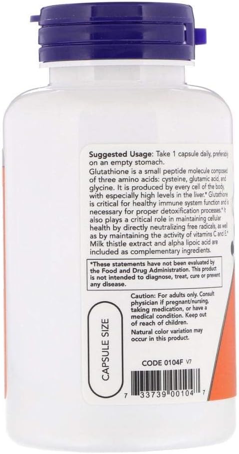 NOW Foods Glutathione 500 mg – 60 Vegetarian Capsules - görsel 3