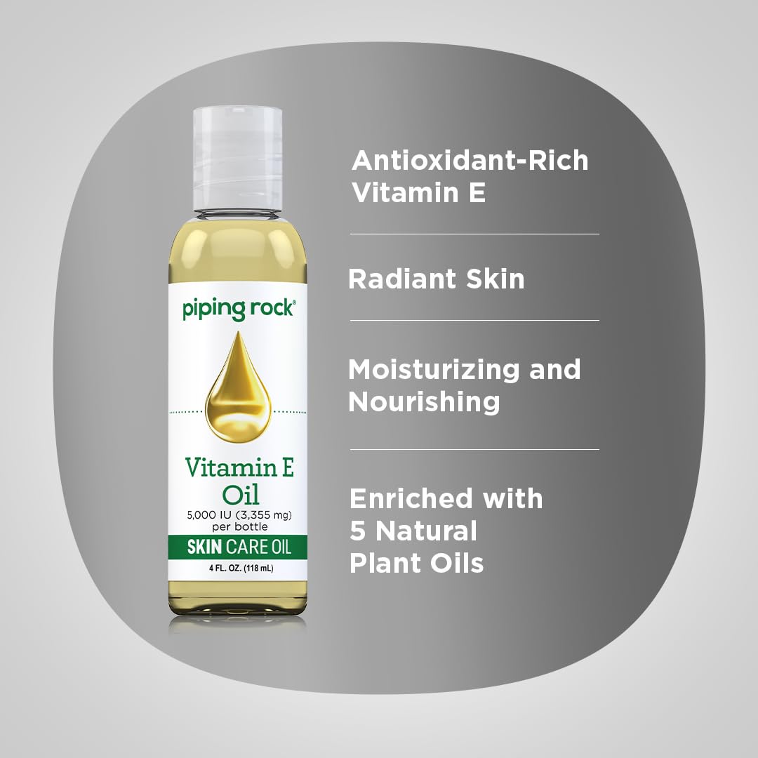 Piping Rock Vitamin E Oil | 5000 IU | 118 ml | for Skin, Face, Hair, and Nails | Nourishing Supplement - görsel 4