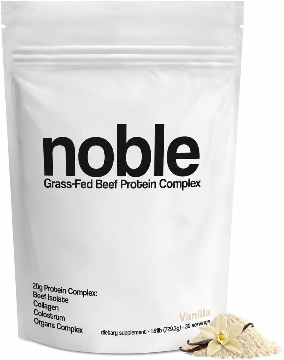 Noble Grass Fed Beef Protein Powder with Collagen, Colostrum & Organ Blend - Vanilla (30 Servings) - görsel 1