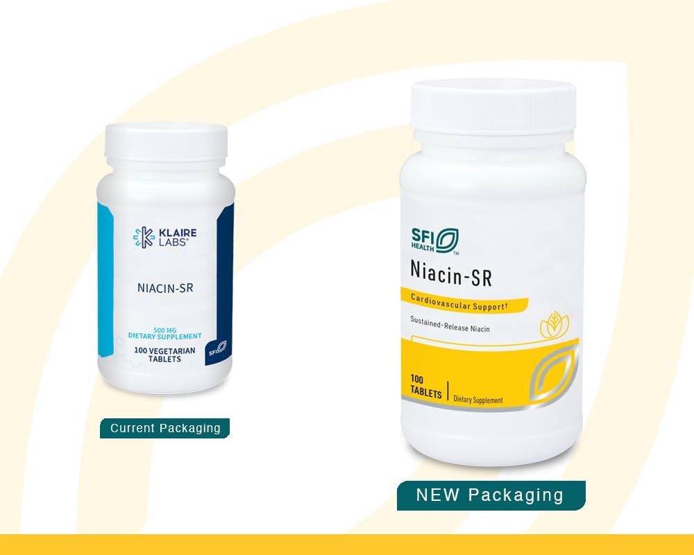 Klaire Labs Niacin-SR – 500 mg Sustained Release Niacin (Vitamin B3) – 100 Scored Tablets - görsel 2