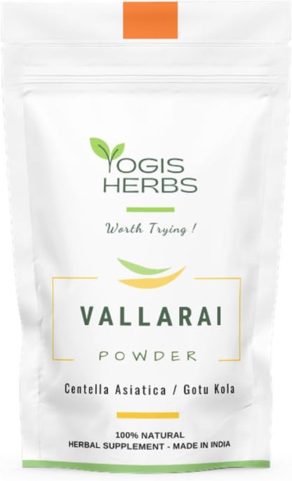 Vallarai Powder, Centella Asiatica (Gotu Kola/Mandukaparni) — Traditional Ayurvedic Herb for Cognitive Wellbeing & Mental Clarity — Pure Whole-Leaf Powder, Single-Ingredient