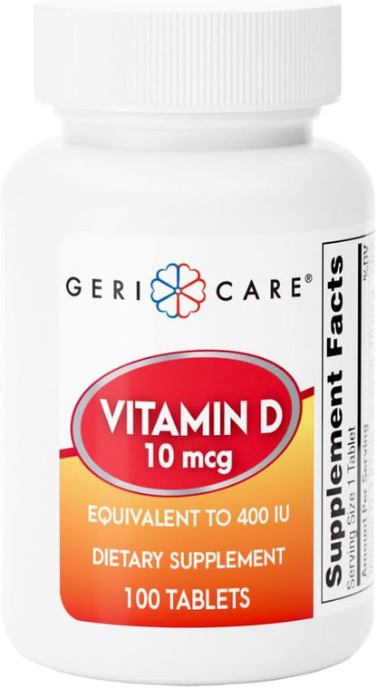 GeriCare Vitamin D 25mcg Tablets, Contributes to Normal Bone Health & Immune Function, Food Supplement, 100 Tablets