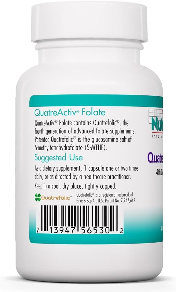 Nutricology QuatreActiv Folate – 833 mcg DFE 5-MTHF (Quatrefolic) – 90 Capsules - görsel 3