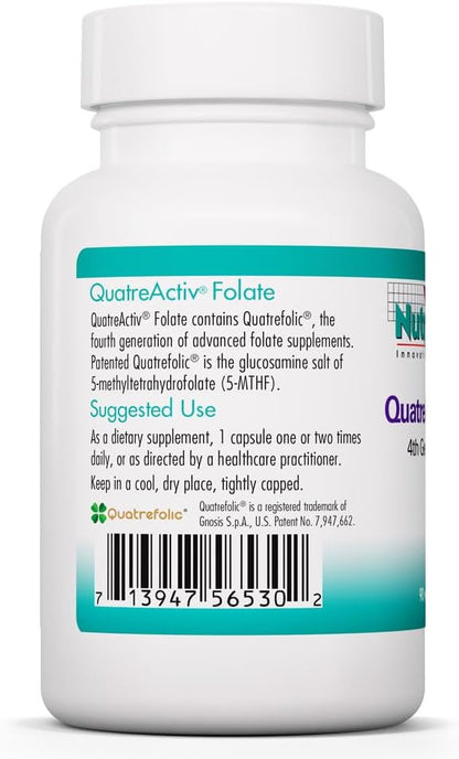 Nutricology QuatreActiv Folate – 833 mcg DFE 5-MTHF (Quatrefolic) – 90 Capsules