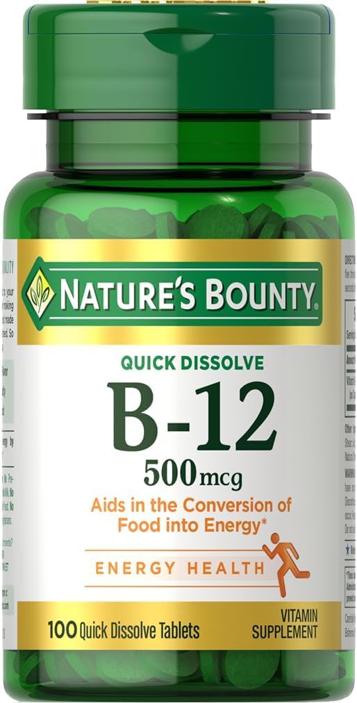 Nature's Bounty Vitamin B12 500 mcg, 100 Quick Dissolve Tablets - görsel 1