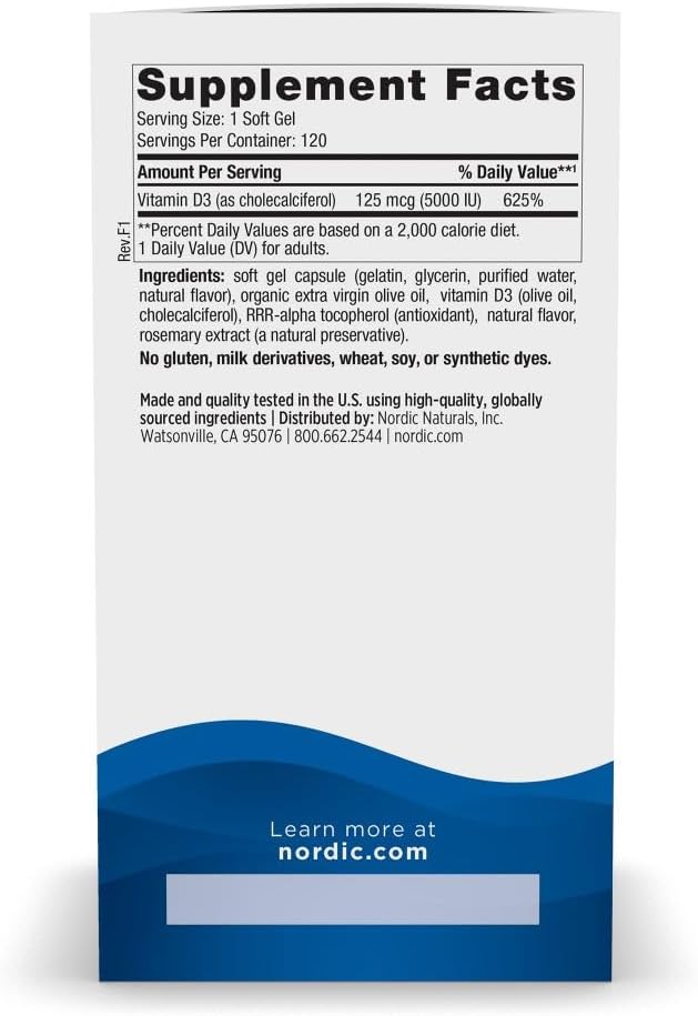 Nordic Naturals Vitamin D3 5000 IU – Orange Flavoured Mini Softgels, 120 Softgels - görsel 2