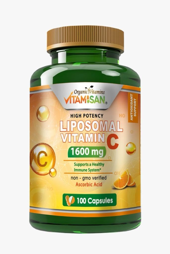 VITAMISAN Liposomal Vitamin C - High Absorption Ascorbic Acid - Contributes to Normal Immune Function and Collagen Formation - 100 Capsules - görsel 1