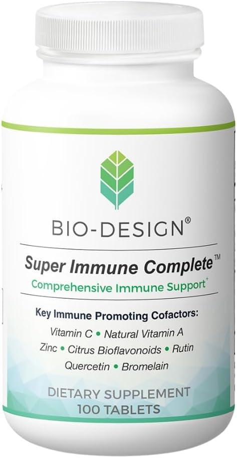 Super Immune Complete - Comprehensive Immune Support with Natural Vitamin A, Vitamin C, Zinc, Citrus Bioflavonoids, Rutin, Quercetin and Bromelain (100 Tablets) - görsel 1
