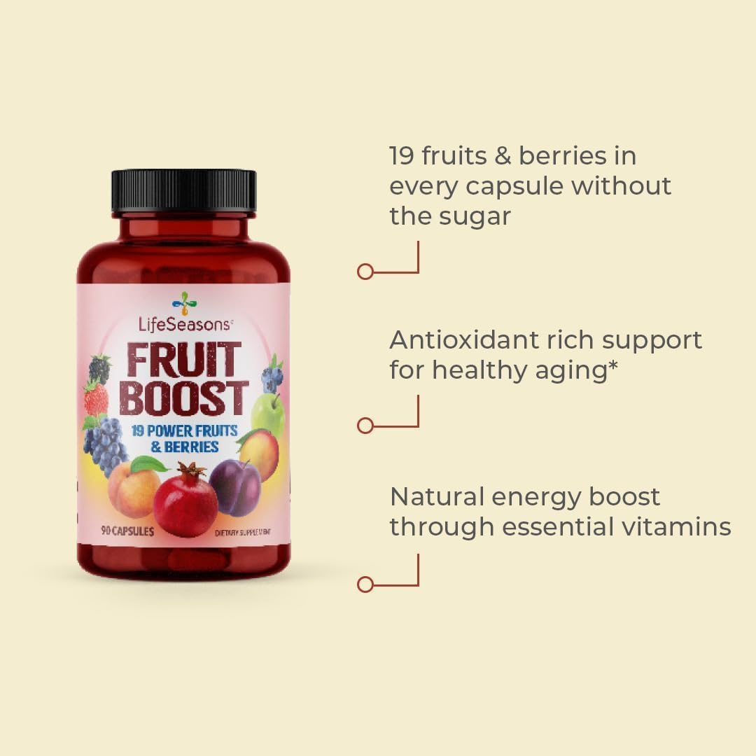 LifeSeasons Fruits & Veggies Supplement - 40 Fruit & Vegetable Superfoods - Triple Strength - 90 Capsules (Pack of 2) - görsel 1