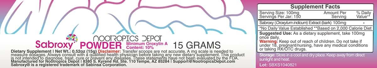 Nootropics Depot Sabroxy® Oroxylin-A Powder | 15 Grammes | Minimum 10% Oroxylin-A – Image 1