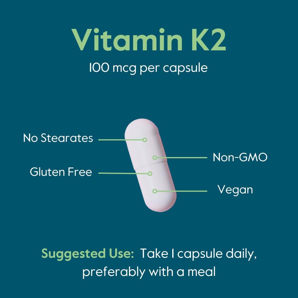 BESTVITE Vitamin K2 MK-7 100 mcg - 240 Vegetarian Capsules - görsel 5
