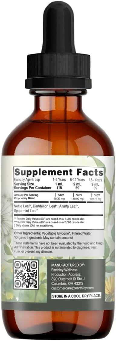 Earthley Wellness Nourish Me Naturally - Liquid Herbal Multivitamin with Nettle, Alfalfa Leaf & Trace Minerals (118 ml) - görsel 2