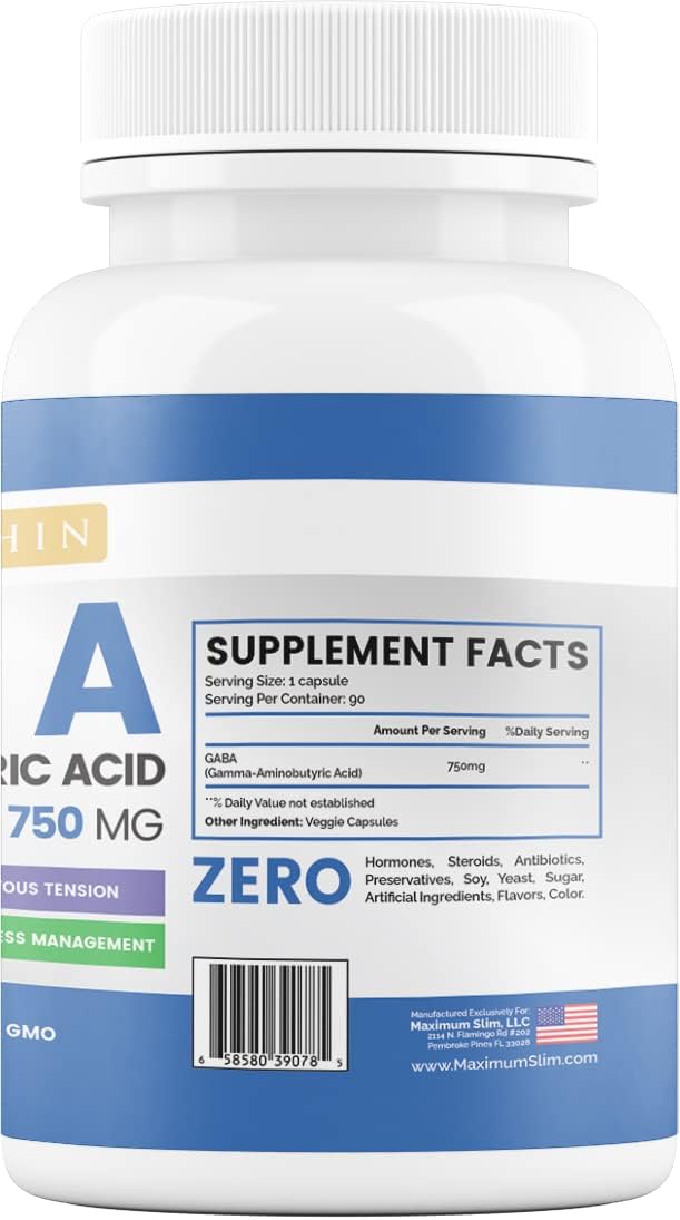 Maximum Slim GABA Gamma-Aminobutyric Acid - 750 mg, 1 Capsule - görsel 2
