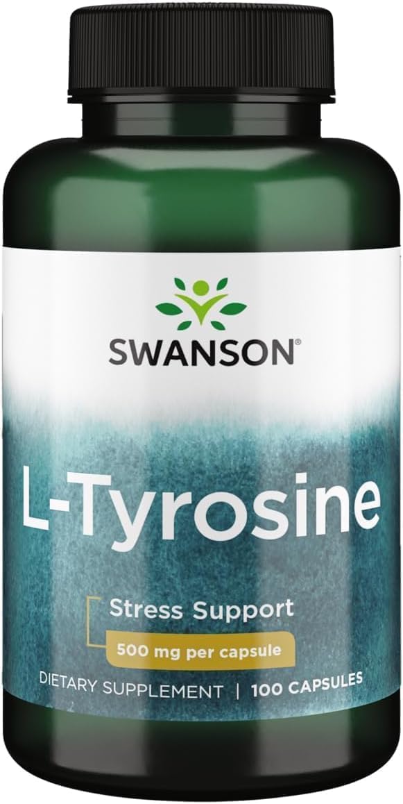 Swanson L-Tyrosine 500 mg - 100 Capsules - Stress Support & Brain Health Supplement - görsel 1