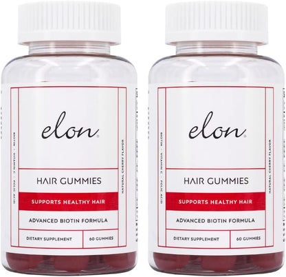 Elon Biotin Gummies for Hair Growth – 60 Gummies, 5000mcg Biotin per Serving for Hair, Skin and Nails with Vitamin A, Folic Acid & Vitamin E – Pectin Cherry Flavoured Gummies