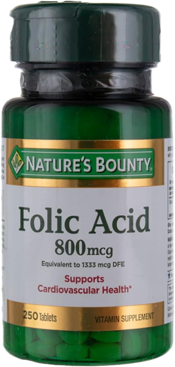 Nature's Bounty Folic Acid 800 mcg Tablets, 250 Count - görsel 1