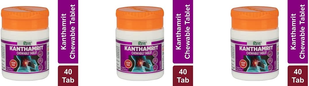Patanjali Divya Kanthamrit Chewable Tablets – Ayurvedic Throat Support, Pack of 4 (40 Tablets Each) - görsel 1