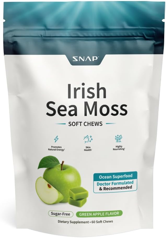 Snap Supplements Irish Sea Moss with Bladderwrack, Burdock Root & Iodine – Natural Sea Moss Supplement for Gut Health, Energy & Healthy-Looking Skin, 60 Vegan Capsules - görsel 10