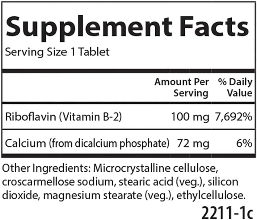 Carlson B-2 100 mg Riboflavin - 100 Vegetarian Tablets - görsel 4